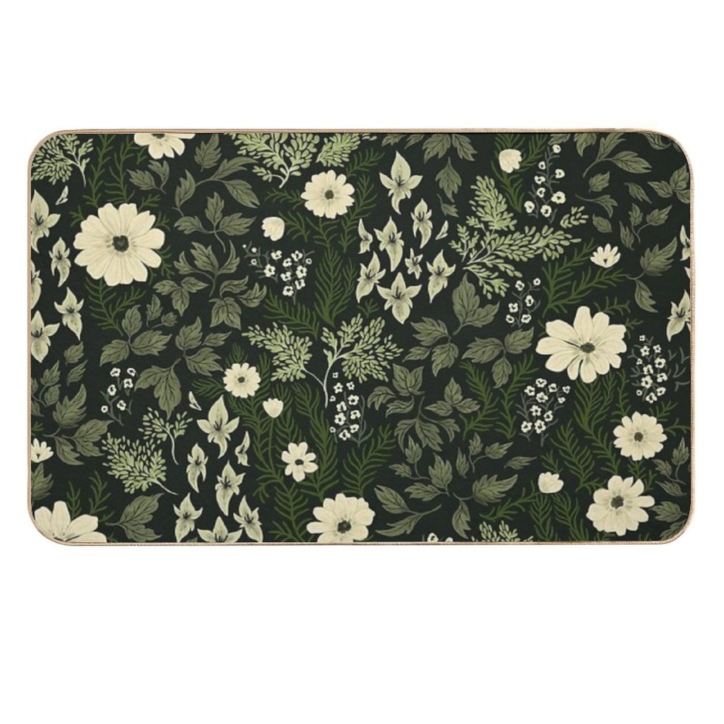 Woodland Nouveau Pattern Forest Green  Toxin-Free Bath Mat