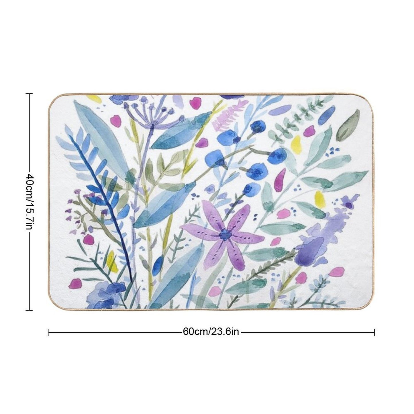 Flowers in Blue And Purple  Easy To Clean Bath Mat