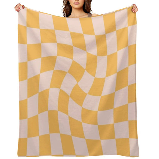Check I - Yellow Twist Throw Blanket
