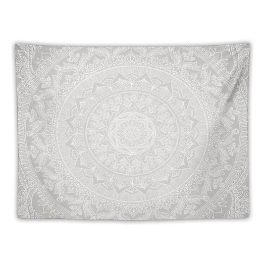 Mandala Soft Gray Tapestry