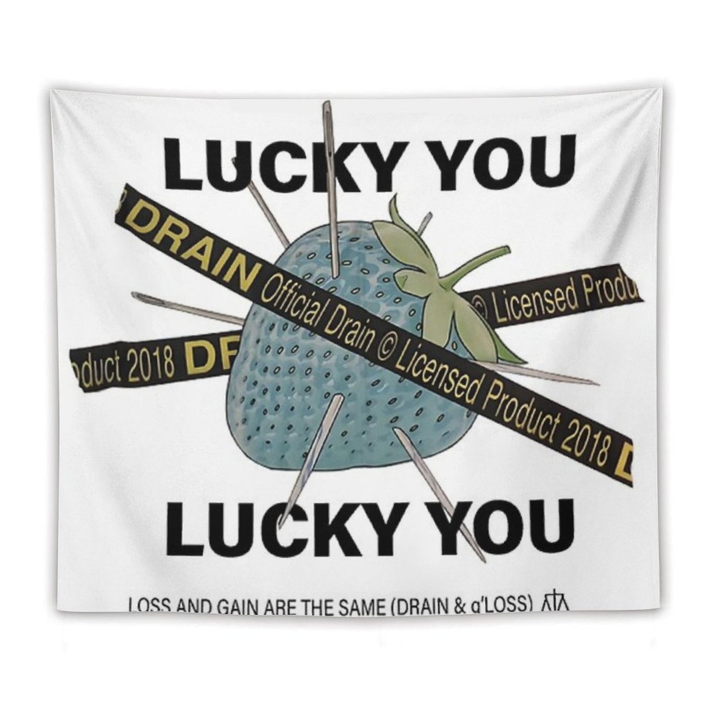 Bladee Drain Gang Lucky You Strawberry Logo Tapestry