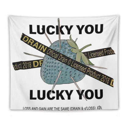 Bladee Drain Gang Lucky You Strawberry Logo Tapestry
