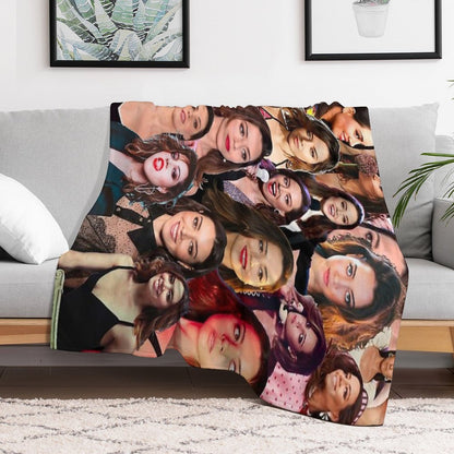 Aubrey Plaza Photo Collage Throw Blanket