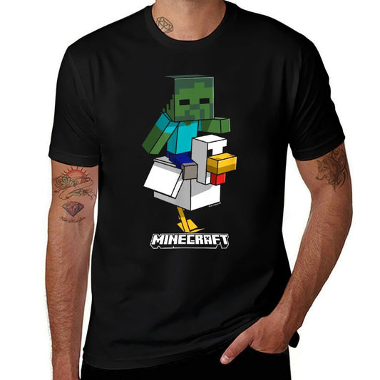 Minecraft Chicken Jockey Aiming To Attack  High-quality Stitching T-Shirt