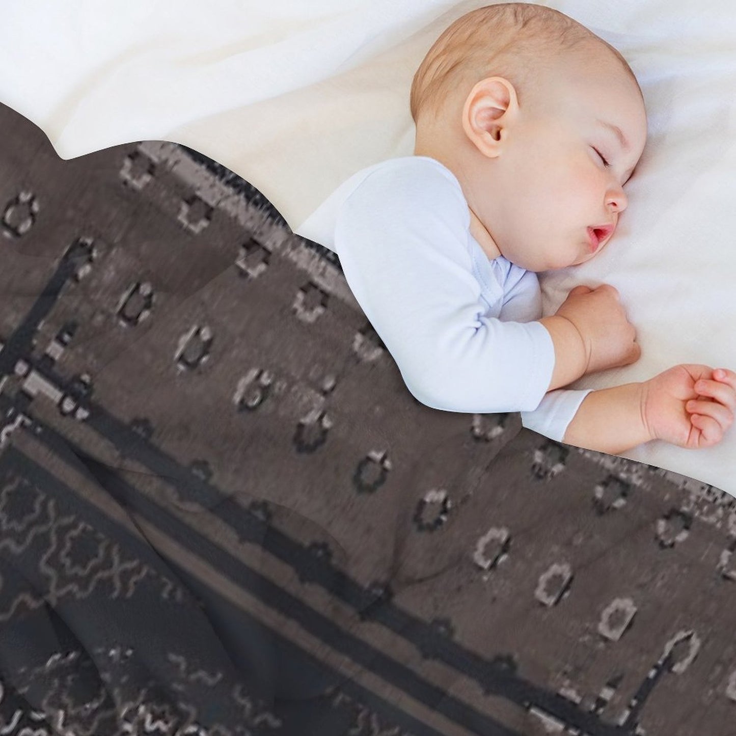 Geo Scarf Print in Navy Throw Blanket