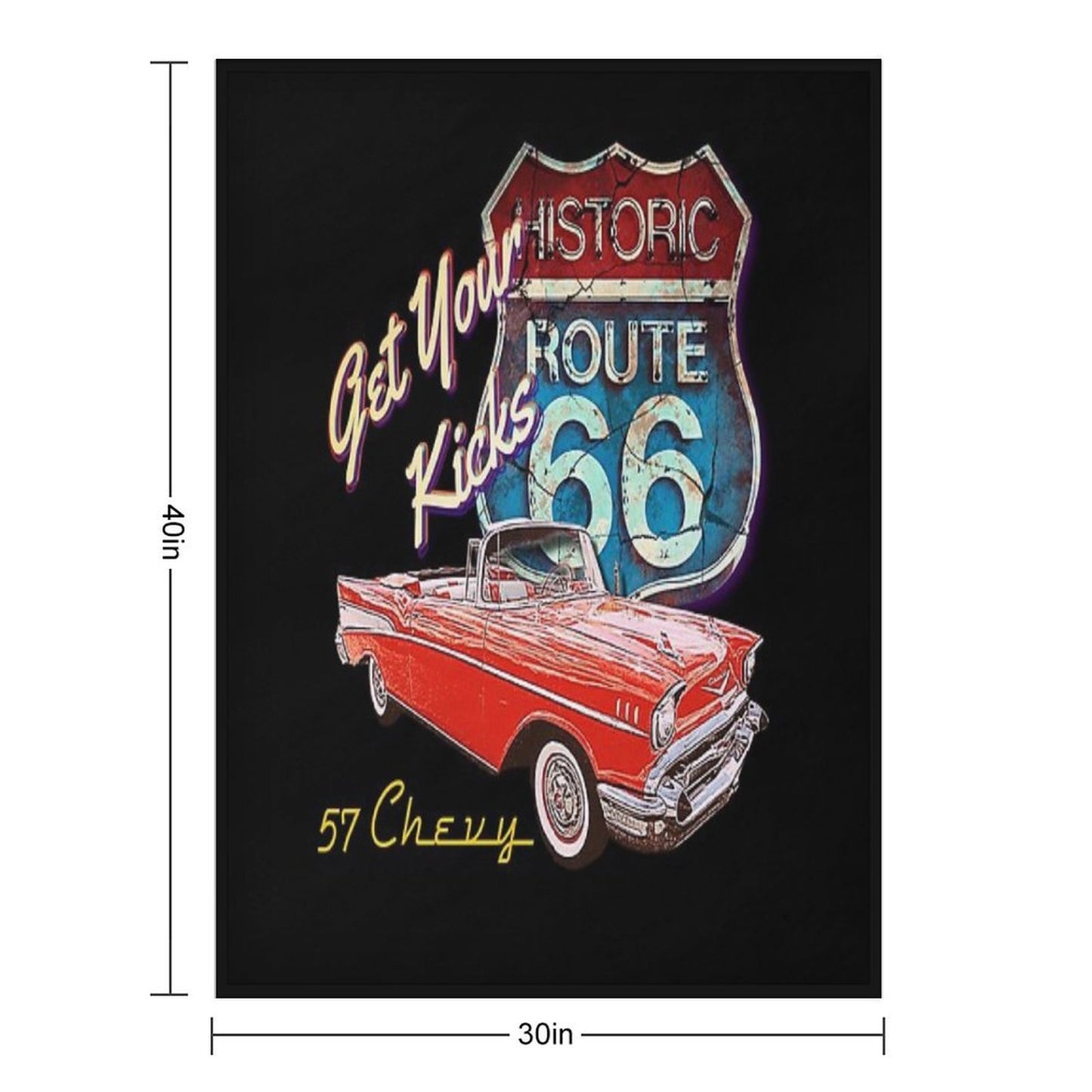 1957 Chevy Bel Air Vintage Retro Classic Car Street Hot Rod Antique Route 66 Design Throw Blanket