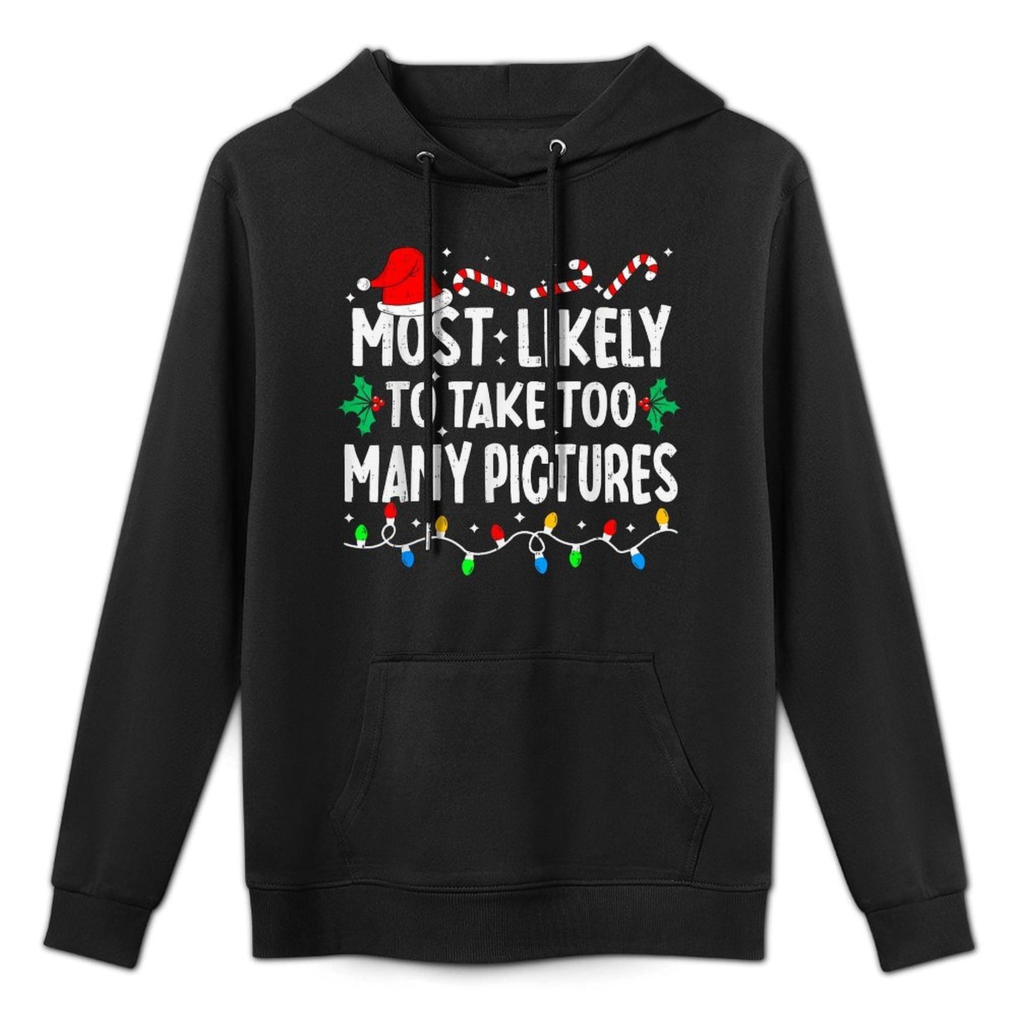 Most Likely to Take Too Many Pictures Matching Christmas Cotton-Polyester Blend Hoodie
