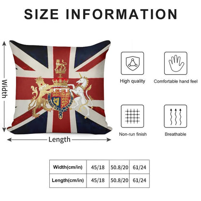 Union Jack with Windsor Insignia Soft Short Plush Fabric Throw Pillow