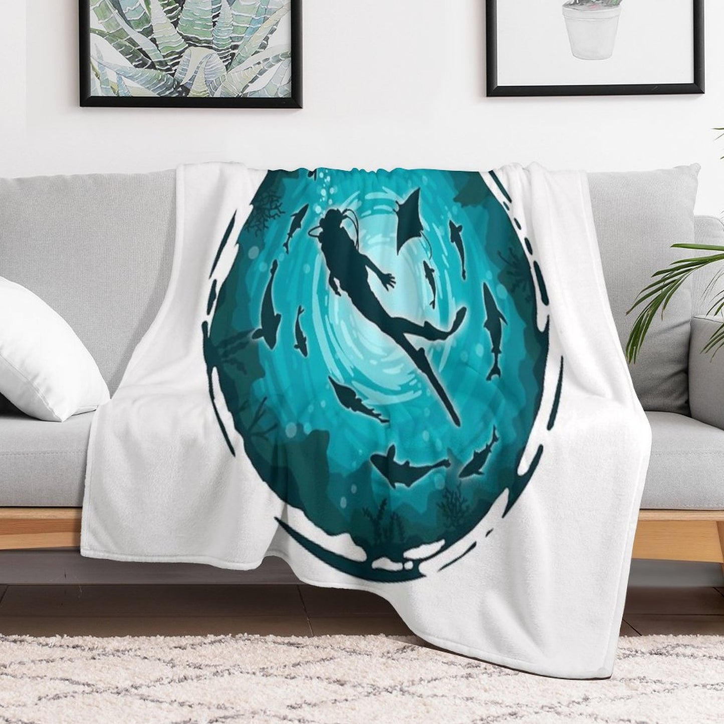 Scuba Diver Throw Blanket