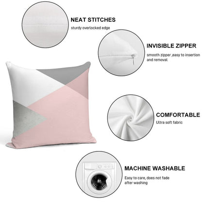 Geometrics - Grey Blush Silver Soft Gift Ready Throw Pillow