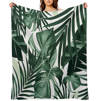Tropical Jungle Leaves Pattern #4 #tropical #decor #art Throw Blanket