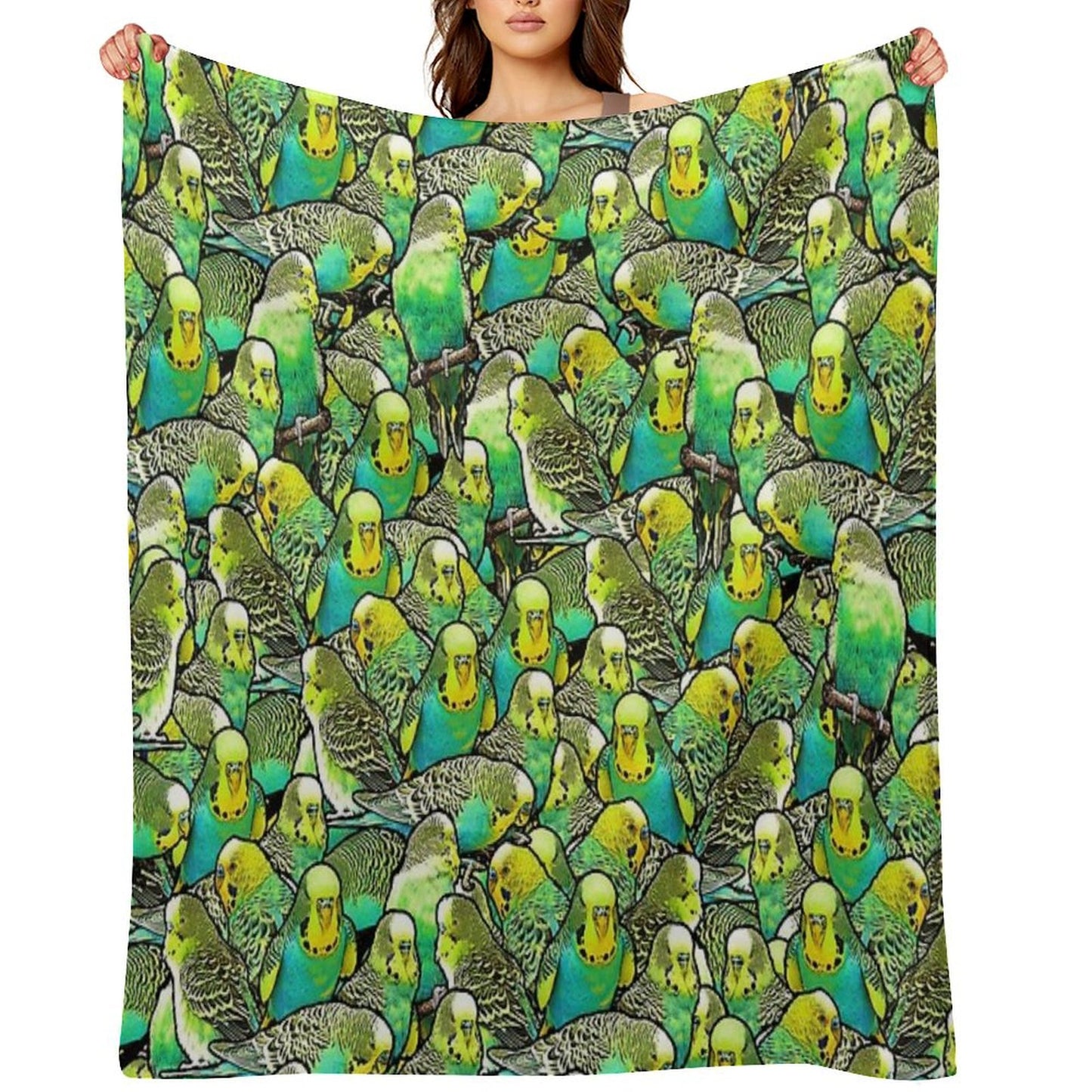 Budgie Pattern Throw Blanket