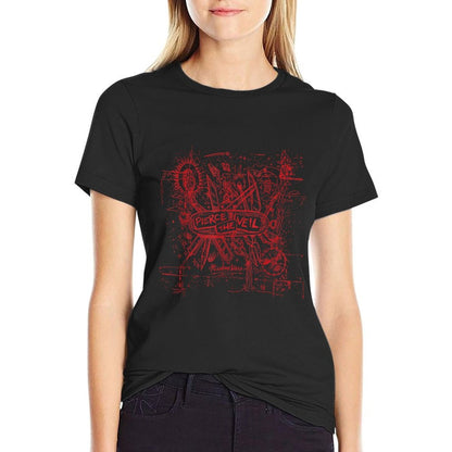 Pierce The Veil - Misadventures Cover in Red Print  Tagless Design T-Shirt