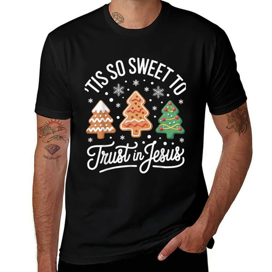 Tis So Sweet to Trust in Jesus for Faithful Christmas  Eco-friendly Material T-Shirt