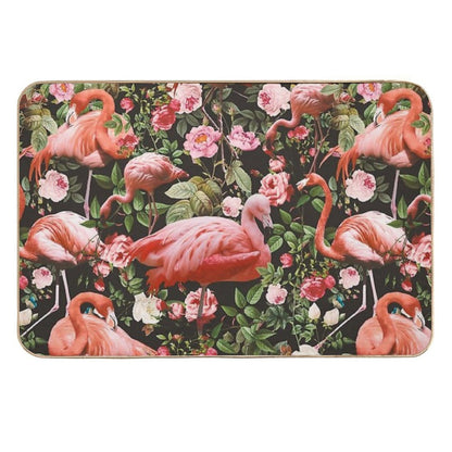 Floral And Flamingo Pattern Durable Bath Mat
