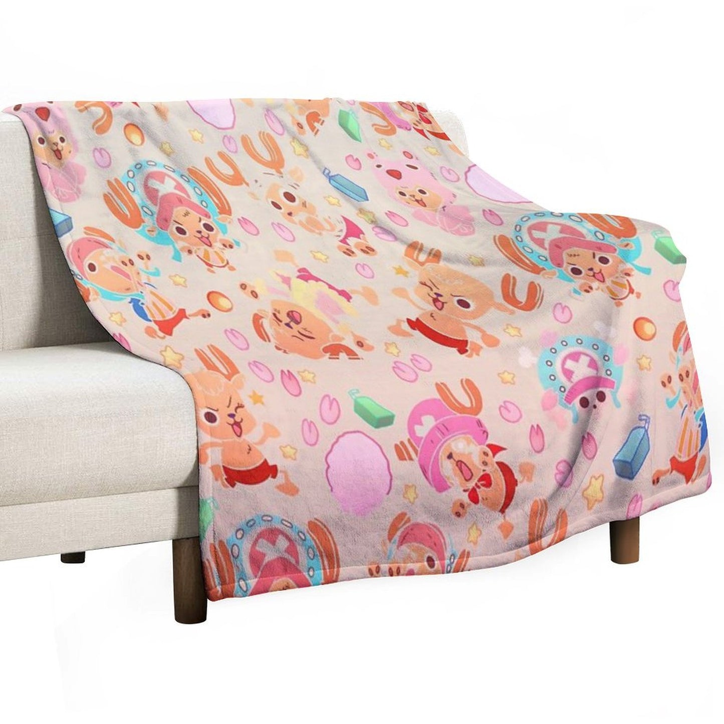 ONE PIECE! TONY TONY Chopper! Pattern IN CREAM Throw Blanket