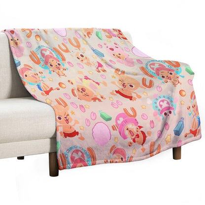 ONE PIECE! TONY TONY Chopper! Pattern IN CREAM Throw Blanket
