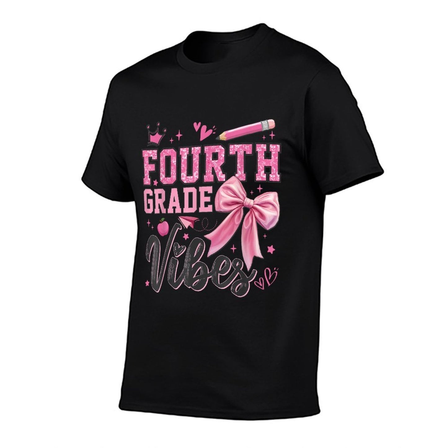 4th Fourth Grade Vibes Back To School Coquette Teacher Girl  Summer-ready Fabric T-Shirt