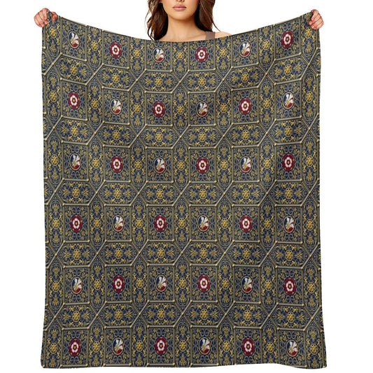 Hampton Court Renaissance Heraldic Tudor Rose Throw Blanket