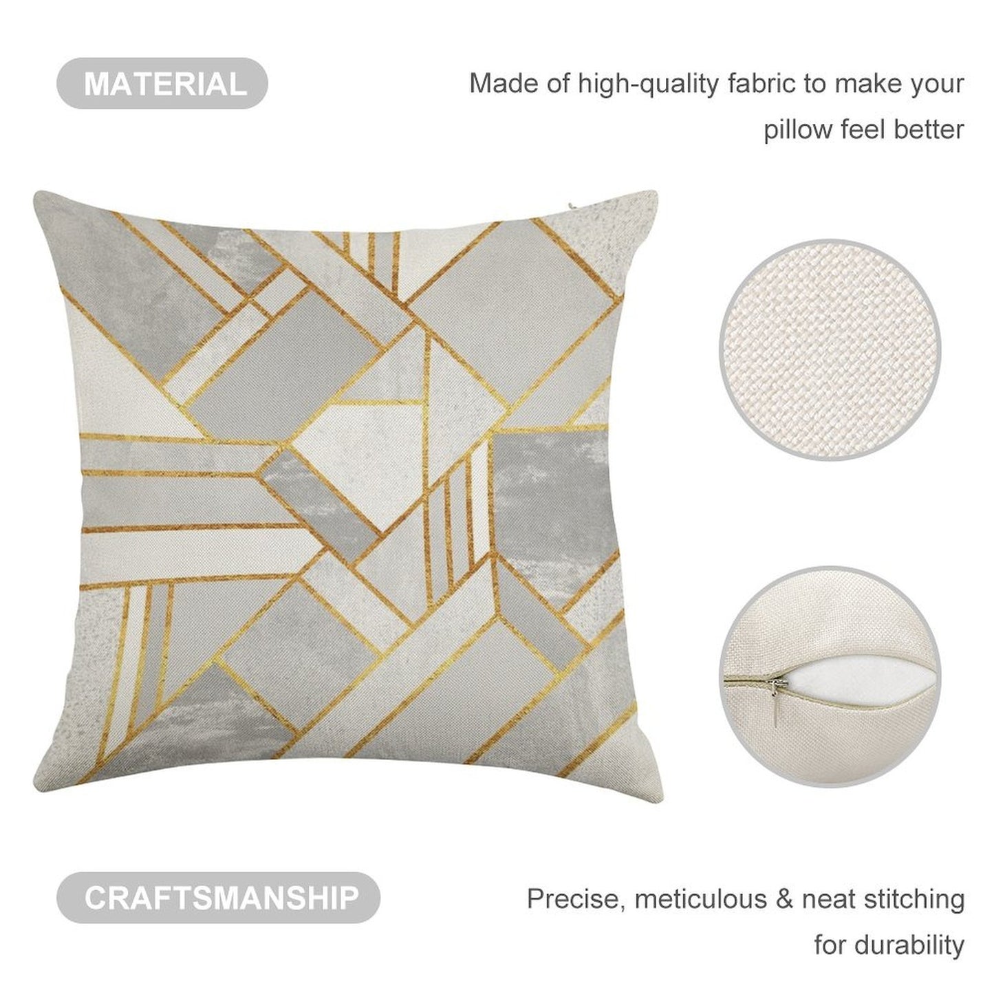 Gold City Linen Throw Pillow Cover