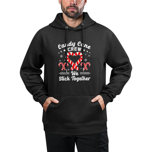 Christmas Candy Cane Heart Crew Family Matching Pajamas Kangaroo Pocket Hoodie