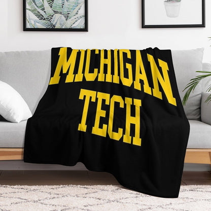 Michigan Tech - College Font Curved Throw Blanket