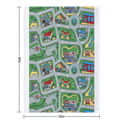 Car City Carpet Road Rug 90s Nostalgic Toy Throw Blanket