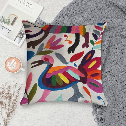 Mexican Otomi Embroidery Soft Washable Throw Pillow
