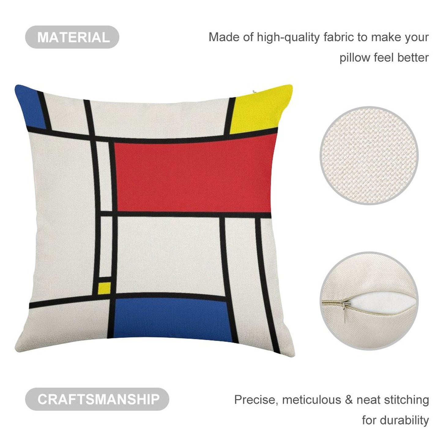 Mondrian Minimalist De Stijl Modern Art © Fatfatin Linen Throw Pillow Cover