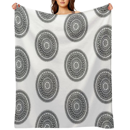 Mandala Black And White by Hayley Lauren Design Throw Blanket
