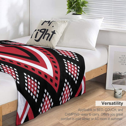 Modified Traditional Retso Pattern- Zimbabwe (Red, White And Black) Throw Blanket