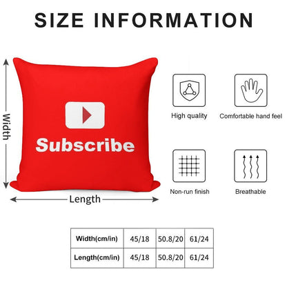 Youtube Channel Subscribe Soft Reinforced Edging Throw Pillow