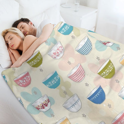 Vintage Pyrex Bowls Collection Throw Blanket
