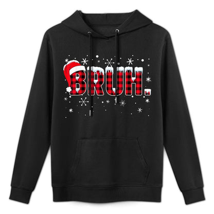 Funny Bruh Christmas Buffalo Plaidns Boys Kids Xmas Easy Care Hoodie