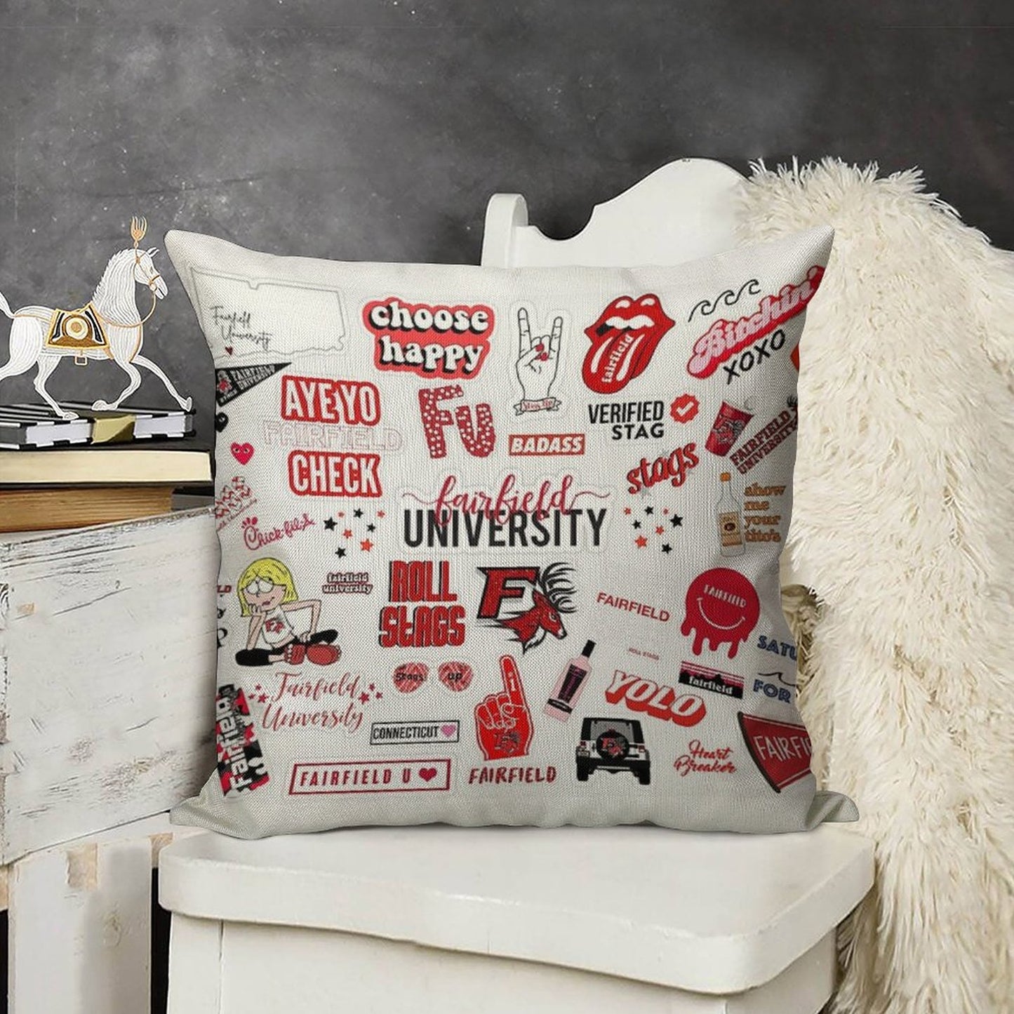 Fairfield University Linen Throw Pillow Cover