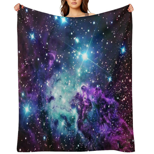 Fox Fur Nebula Teal Turquoise Purple Throw Blanket