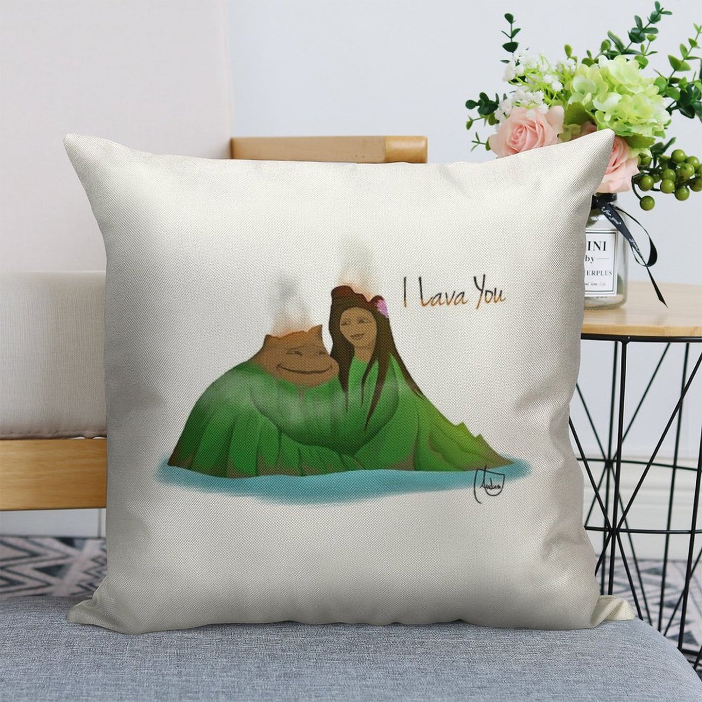 I Lava You Linen Throw Pillow Cover