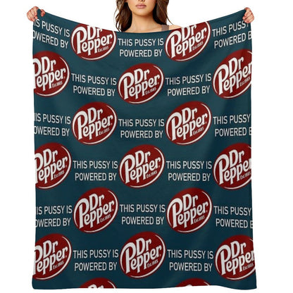 This Cat Is Powered By Dr Pepper Throw Blanket