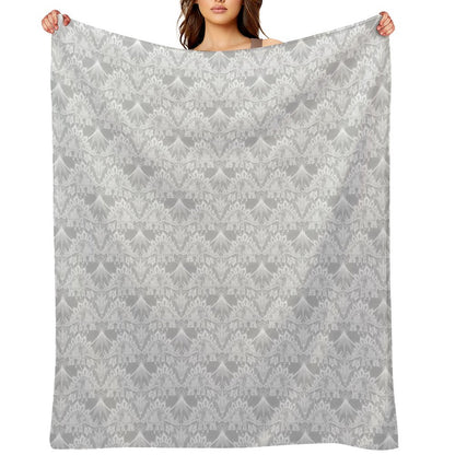 Stegosaurus Lace - White Throw Blanket