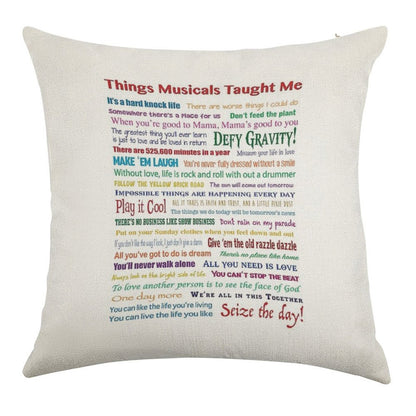 Things Musicals Taught Me Linen Throw Pillow Cover