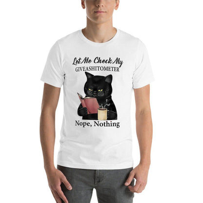 Let Me Check My GiveAShitTo Meter Nope, Nothing Black Cat  Rolled Sleeves T-Shirt