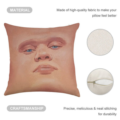 Smug Erling Haaland Face Linen Throw Pillow Cover