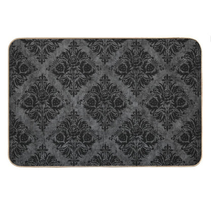 Gothic Black Damask Bath Mat