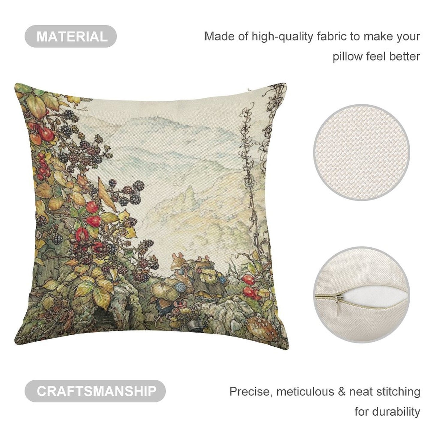 Walk to The High Hills Linen Throw Pillow Cover