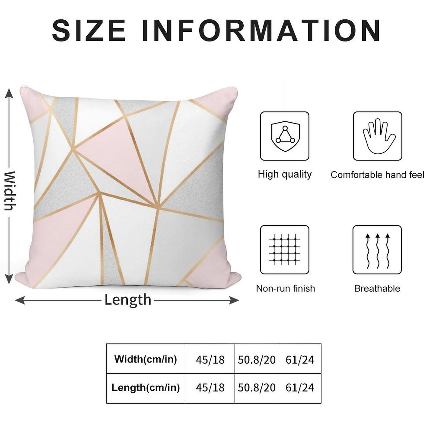 Pink, Grey & Gold Geo Soft Durable Construction Throw Pillow