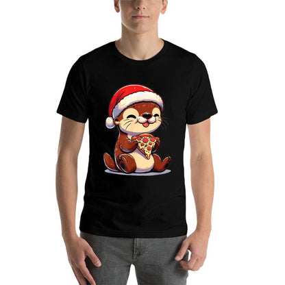 Christmas Otter Eating Pizza  Vintage-inspired T-Shirt