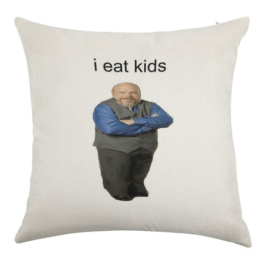 Bertram Eats Kids Linen Throw Pillow Cover