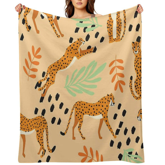 Cheetahs Pattern Beige Throw Blanket