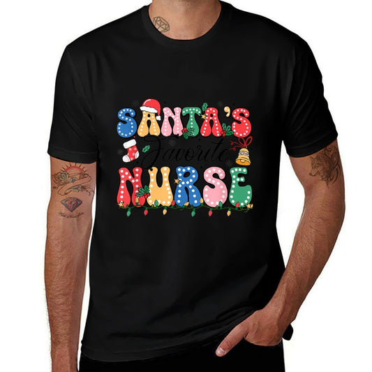 Funny Santas Favorite Nurse Christmas Nursing Xmas Comfortable T-Shirt