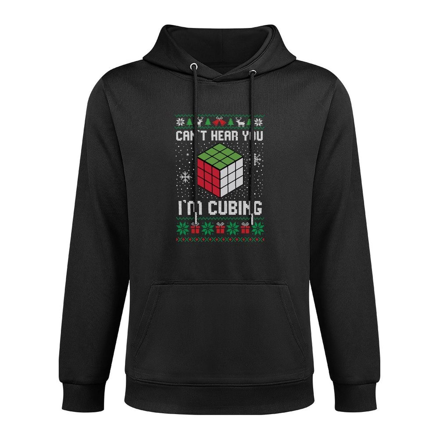 Cant Hear You Im Cubing Funny Speed Cube Ugly Christmas Sweatshirt All-Day Comfort Hoodie